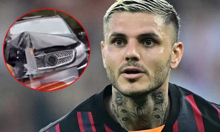 Chocaron el auto de Mauro Icardi en Turquía: las fotos del accidente