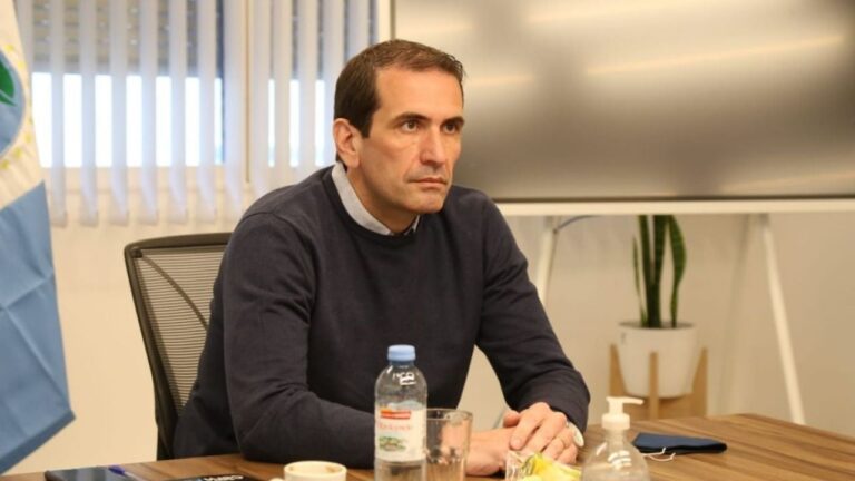 Senador nacional Pablo Cervi durante una entrevista radial.