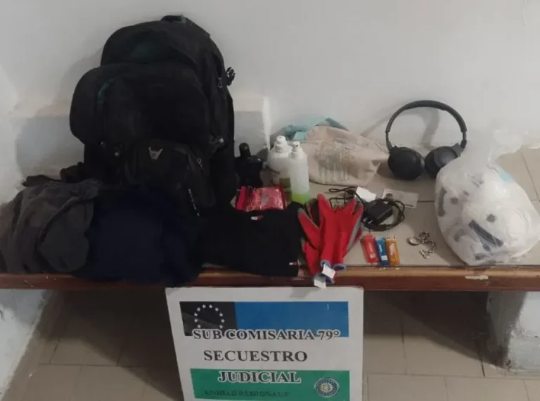 Efectivos policiales en la zona de la plaza Los Periodistas en Cipolletti