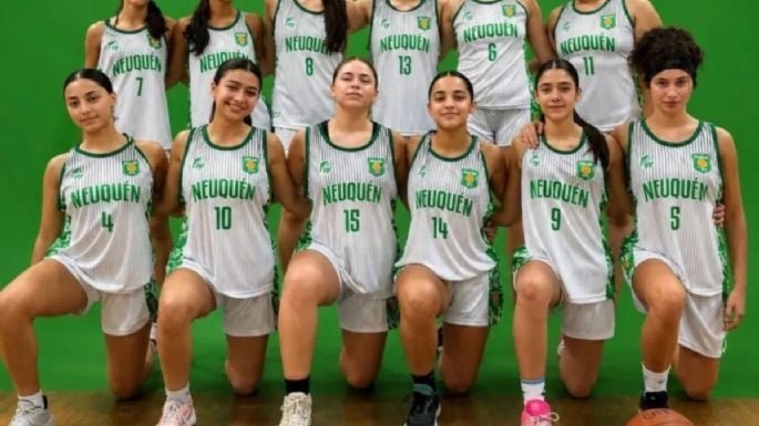 Equipo femenino de básquet de Neuquén celebrando la medalla de oro en los Juegos EPADE
